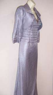 KM COLLECTIONS Silver Gray Mother of Bride Formal Gown Dress & Bolero 
