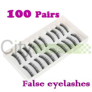 100 Pairs Long Black False Eyelashes Eye Lashes Makeup #sks106  