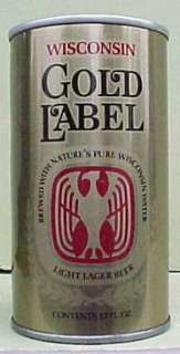 WISCONSIN GOLD LABEL BEER, ss Pull Tab Can Huber, Eagle  