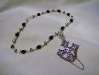 HANDCRAFTED BEADED NECKLACE WITH CROSS PENDANT  