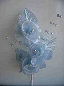 Blue Organza Wedding Flowers Corsage Favors Bride  