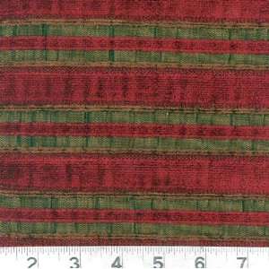  54 Wide Chenille Jacquard Inlay Stripe Crimson/Gold Fabric 