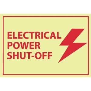 Glow Labels Electrical Power Shut Off, 3X5, Adhesive Vinylglow, 5/Pk 