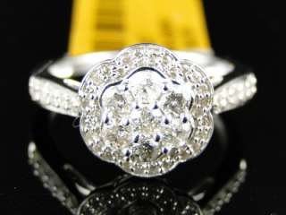   GOLD CLUSTER ROUND CUT DIAMOND BRIDAL ENGAGEMENT FLOWER RING  