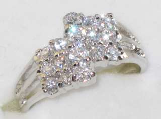 65 CT WOMENS SPARKLING CLUSTER SIMULATED DIAMOND RING 14K WHITE GOLD 