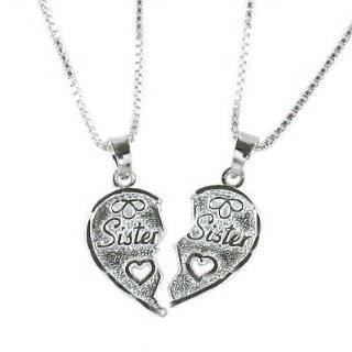   Breakable Sister / Sister Heart Pendant with TWO 18 Chain Necklaces