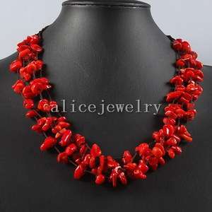 Red Coral Chip Necklace 20 GN090  