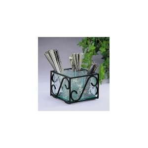    13   Cutlery Holder w/ Black Wire Frame & Removable Faux Glass Body