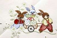 Easter embroidered 36 tablecloth bunny rabit egg  