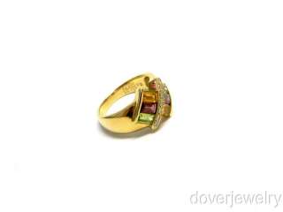 Estate 1.80ct Diamond 18K Gold Citrine Rubilite Peridot Ring NR  