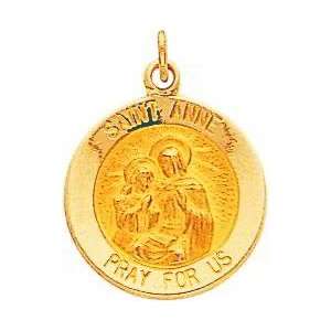  14K Gold Saint Anne Medal Charm Jewelry