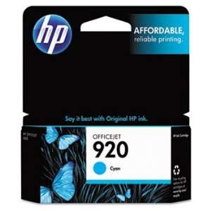 920 Inkjet Cartridge, 300 Page Yield, Cyan   Sold as 1 EA   HP 920 ink 