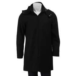 Kenneth Cole New York Mens Wool Blend Black Stadium Coat   