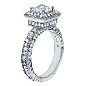 22 CT TW Designer Engraved Princess Cut Diamond Engagement Ring in 