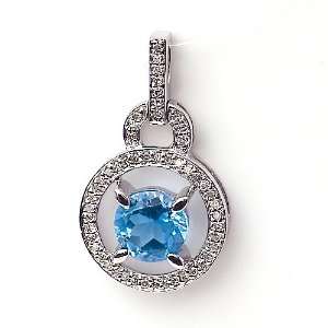  1.89 Carat 14KWG Blue Topaz Pendant with 16in. chain 