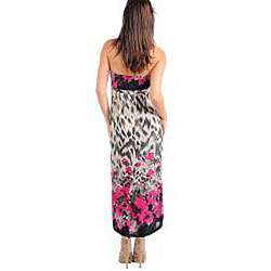 Stanzino Womens Ivory Fuschia Floral Long Plus size Dress   