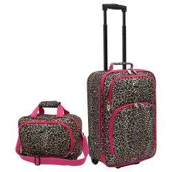   Pink Leopard Fashion 2 piece Carry on Luggage Set  