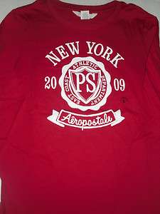 NWT Girls PS Aeropostale Red NY Badge Long Sleeve Shirt 12 14 NEW 