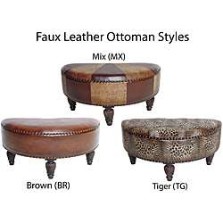 Faux Leather Half Moon Ottoman  