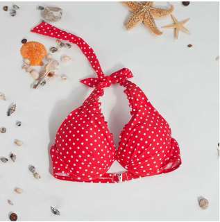 Sexy Red Polka Dot Bikini Set Halter Padded Swimsuit Swimwear S M L 