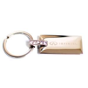 Infiniti Logo Jewels Rectangular Silver Chrome Keychain Key Fob