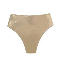 Newport News Womens Gold High Waist Bikini Swim Bottoms   