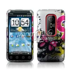  HTC EVO 3D (Sprint)   White/Pink Abstract Butterfly Design 