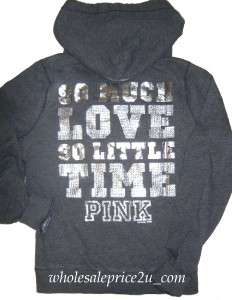VICTORIAS SECRET PINK® SO MUCH ♥ BLING HOODIE HTF NWT L  