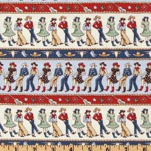   Michael Miller Line Dancers Red/Blue Fabric By The Yard Arts, Crafts