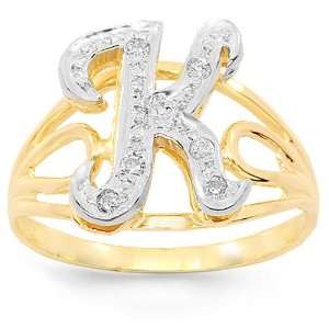   Womens Diamond Initial Letter Ring 0.09 Ctw Avianne & Co Jewelry