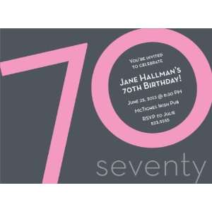   Numeral Card 70th Pink Milestone Birthday Invitations 