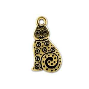 Antique Gold Spiral Cat Charm Arts, Crafts & Sewing