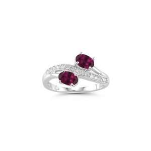  0.15 Cts Diamond & 1.00 Cts Ruby Ring in 14K White Gold 9 
