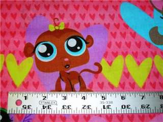 New Littlest Pet Shop Fabric BTY Hearts Pink  