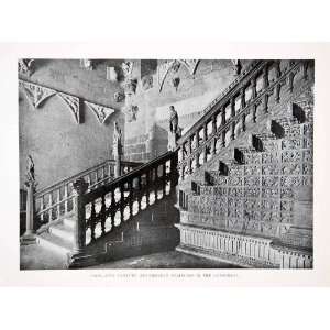  1925 Print Renaissance Gothic Architecture Staircase Maria 