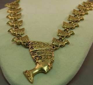 Stunning Gold Tone Metal Tut Pharoah Necklace/Nefertiti Egyptian 