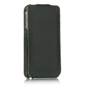   iPhone 4 / iPhone 4S Black Fabric Crystal Case Wave Pattern With Flip