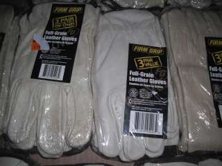 LOT OF 20 THREE PACK FIRM GRIP LEATHER WORK GLOVES  