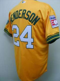 Oakland Athletics #24 Rickey Henderson HOF Patch Throwback Cooperstown 