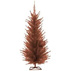  CHRISTMAS TREE 4 FT Copper Orange Vogue Tinsel Tree w/ 150 