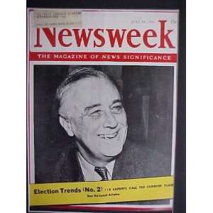 President Franklin Delano Roosevelt FDR July 24 1944 Newsweek Magazine 