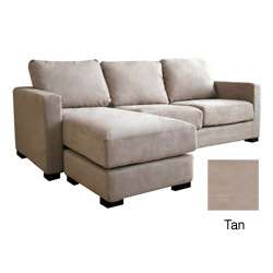 Chyna Tan Microfiber Sofa with Convertible Ottoman/ Chaise   