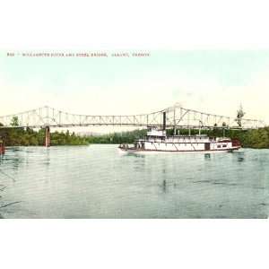 1915 Vintage Postcard Willamette River and Steel Bridge Albany Oregon