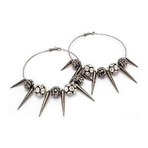  Rockabilly Punk Rock gunmetal spike large hoop earrings 
