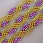 Handmade Trim. Braid. 4 Yards. Gold with Colorful Beads