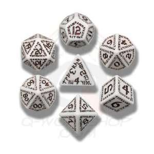  Carved Runic Dice Set (White and Brown) Toys & Games