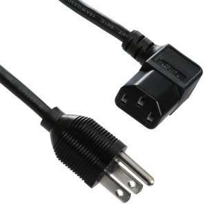  1 ft. AC Computer cord with 1 straight plug to IEC Right Angle 