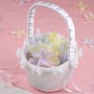 Small White Wedding Flower Basket  