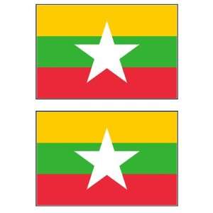  2 Myanmar Burma Flag Stickers Decal Bumper Window Laptop 