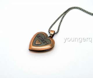 Beautiful Heart Shape Copper Phote Locket Pendant 70cm Chain Necklace 